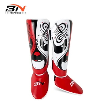 Chinese Opera Gezicht Make-Up Boksen Scheenbeschermers Pu Enkel Protector Mma Muay Thai Kickbox Training Beenwarmers Sparring Scheenbeschermers