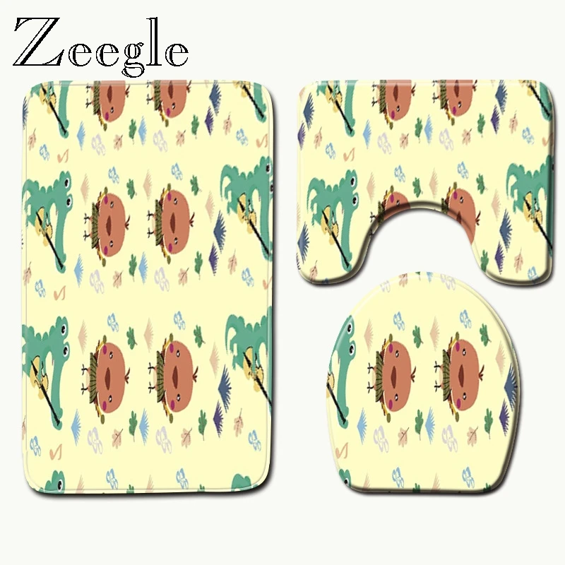 Zeegle 3 шт. коврики для ванной из микрофибры с рисунком, Нескользящие Коврики для ванной комнаты, коралловый флис, коврики для ванной, моющиеся коврики для ванной