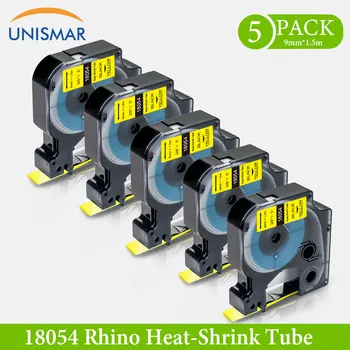 

Unismar 5PK Heat Shrink Tube 18054 9mm Black on Yellow Printer Ribbon Replace DYMO Rhino Label Tape 6000 6500 5000 5200 Maker