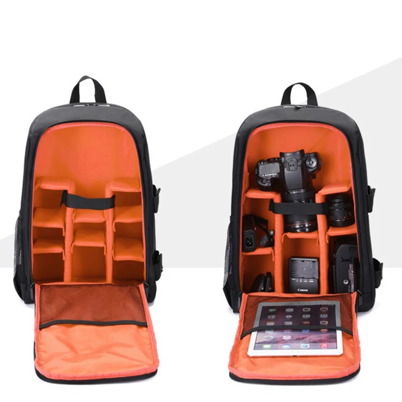 Waterproof Digital DSLR Photo Padded Backpack with Rain Cover Bag Case for iPad Canon Sony Fuji Nikon Olympus Panasonic(Orange