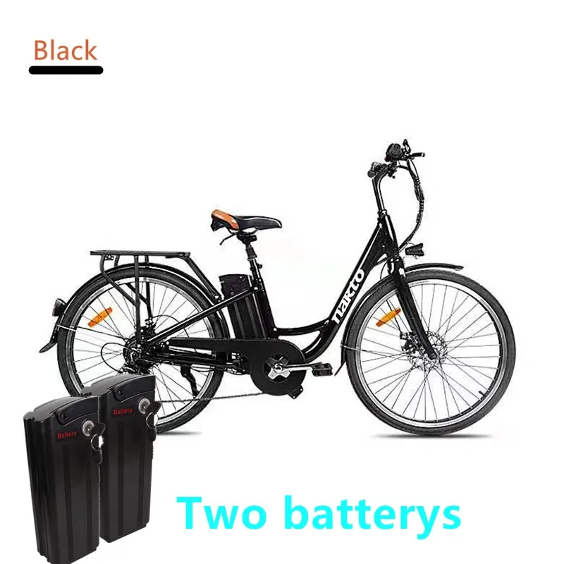 black two battery 250 Вт 25 км/ч городской электрический велосипед 26 дюймов корпус из алюминиевого сплава SHIMANO шестискоростной женский велосипед ретро - Цвет: black two battery