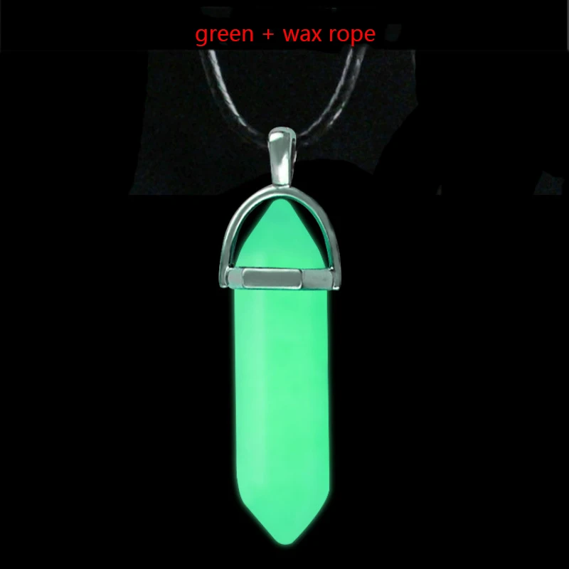 rope green Геометрическая форма, натуральный кристалл, светящаяся подвеска, ожерелье, Шарм для мужчин и женщин, светящаяся подвеска, вечерние ювелирные изделия - Окраска металла: rope green