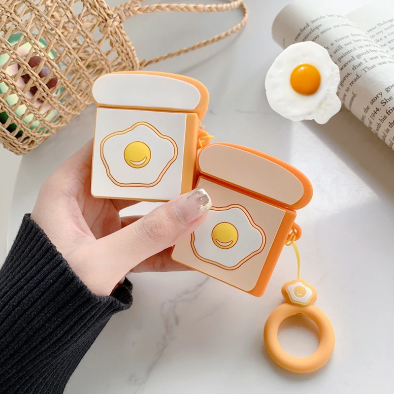 

1PCS Bread TPU Silicone Bluetooth Wireless Earphone Case For AirPods Protective Cover Skin Accessories(056)