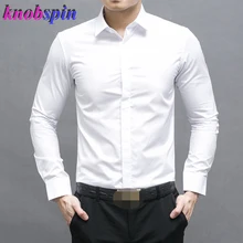 Брендовая деловая Мужская рубашка, однотонная тонкая сорочка, футболка с длинными рукавами, повседневные мужские рубашки, большие размеры, мужские рубашки