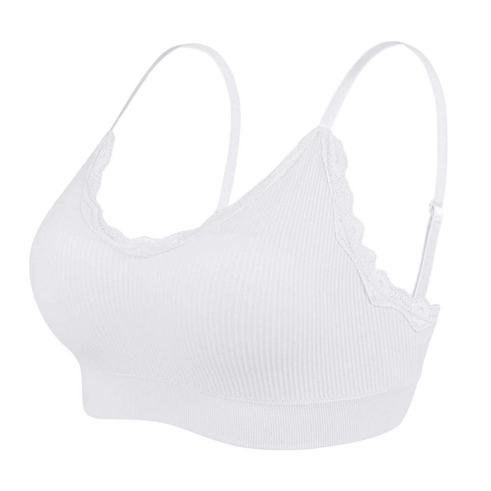 lace white Женский мини-бюстгальтер для девочек, топ для тренажерного зала, топ с беспроводной подкладкой, топы на бретелях, новые Бесшовные Спортивные Бюстгальтеры с бретельками, однотонный дышащий жилет, нижнее белье - Цвет: lace white