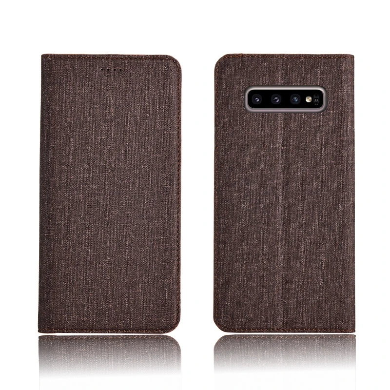 Для samsung S10+ S9+ Чехол-книжка MOFi для Galaxy S10 S9 plus S10e чехол противоударный тканевый роскошный полный Силиконовый чехол s - Цвет: coffee