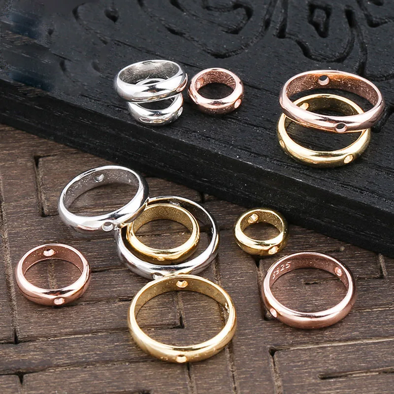 925 пробы серебряные круглые бусины Spacer Fit 4,5 6,5 8,5 10,5 мм Имитация жемчужной сережкой Цепочки и ожерелья бисером круг Шарм Разъем "сделай сам" для изготовления ювелирных изделий