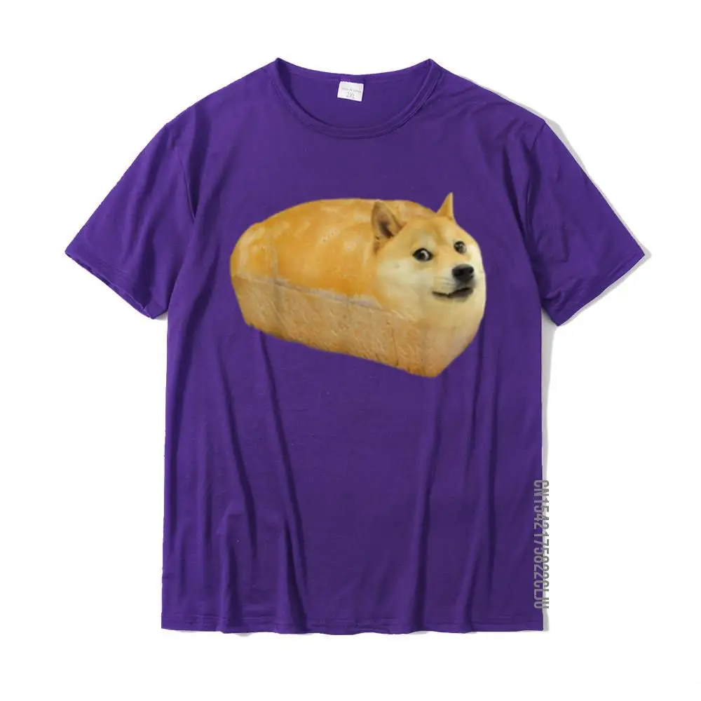 Cool Top T-shirts for Men Casual Summer Autumn T Shirt Short Sleeve Brand New Camisa Clothing Shirt Crewneck All Cotton Funny Shiba Inu Doge Bread Meme T-Shirt__24889 purple