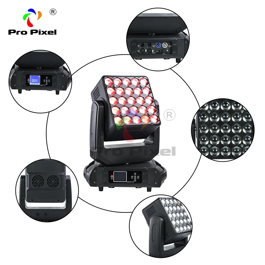 Подвижный головной Светодиодный светильник Matrix увеличение луча 25x15w RGBW