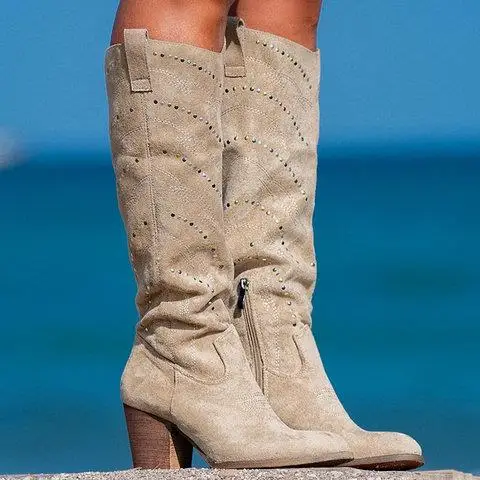 Женские сапоги до колена; chaussure; ботинки гладиаторские гладиаторы на высоком каблуке; блестящая обувь со стразами; zapatos mujer sapato; H495 - Цвет: white