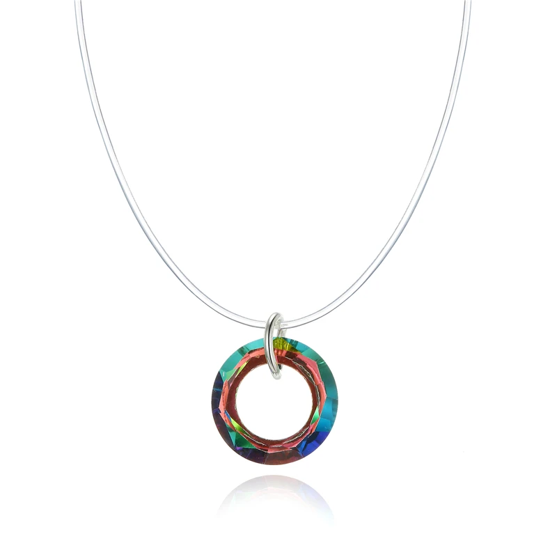 Dayoff-Korea-Resin-Circle-Pendant-Invisible-Necklaces-for-Women-Gift-Jewelry-Clear-Fishing-Line-Necklace-Clavicel