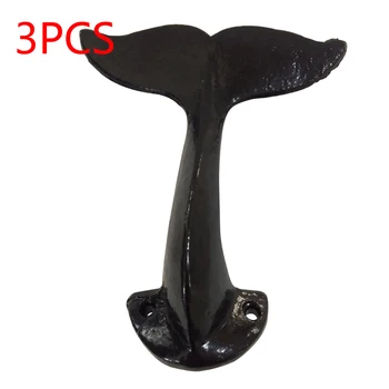 

Black Decorative Cast Iron Whale Tail Nautical Wall Coat Hook Utility Hanging Hook for hat Clothes