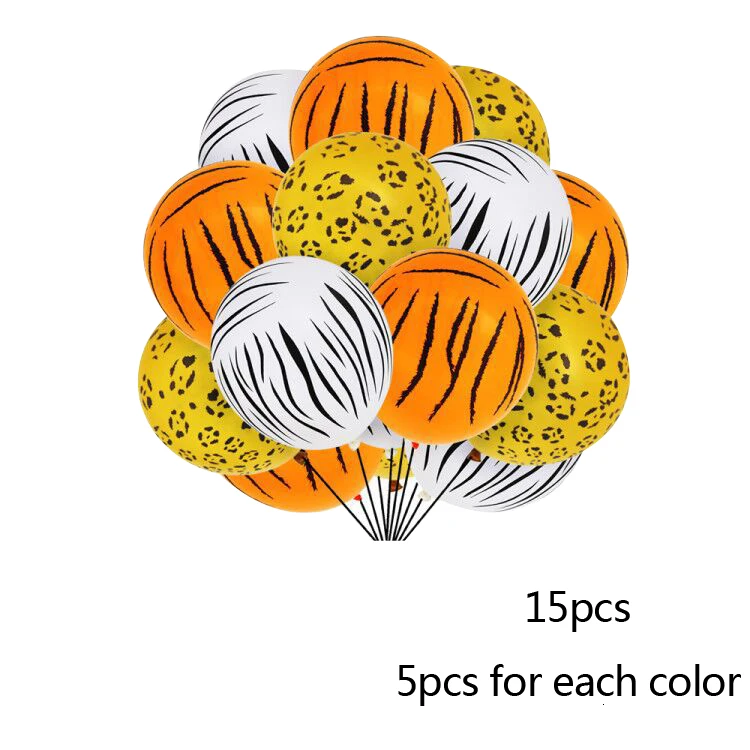15pcs mix balloons 1 Набор диких животных Тема джунгли вечерние милые листья с днем рождения воздушный шар баннер ребенок крещение день рождения для вечеринки в стиле сафари поставки - Цвет: 15pcs mix balloons