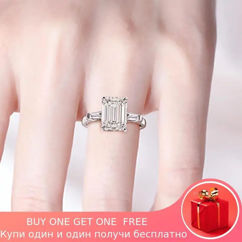 

11*8mm Emerald Cut NOT FAKE S925 Sterling Silver Ring SONA Diamond Halo Fine citrine sapphire amethyst ruby coloured diamond