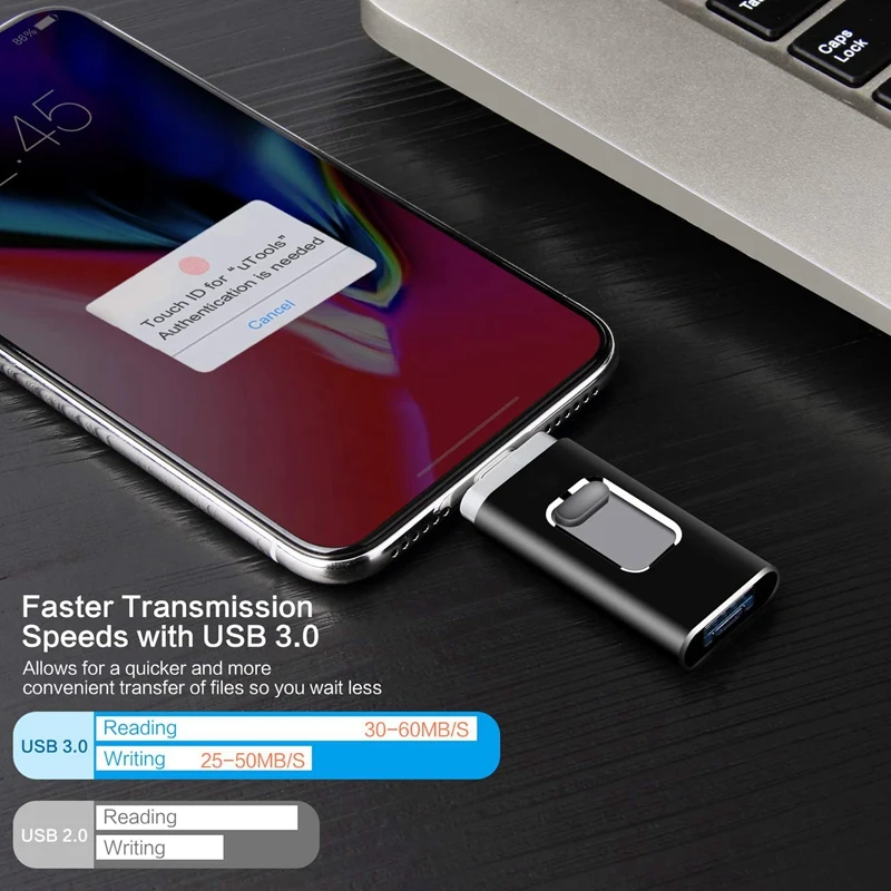 IOS флэш-накопитель 128 ГБ для IPhone, флэш-накопитель USB 3,0 Lightning, карта памяти для IPhone Android и компьютеров(Blac