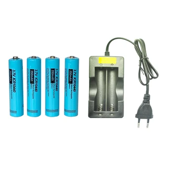 

PKCELL 4 x 3.7V ICR 10440 350mAh AAA Lithium Rechargeable Battery+ 2Solt Battery Charger for ICR 10440 18650 18500 14500 US/EU