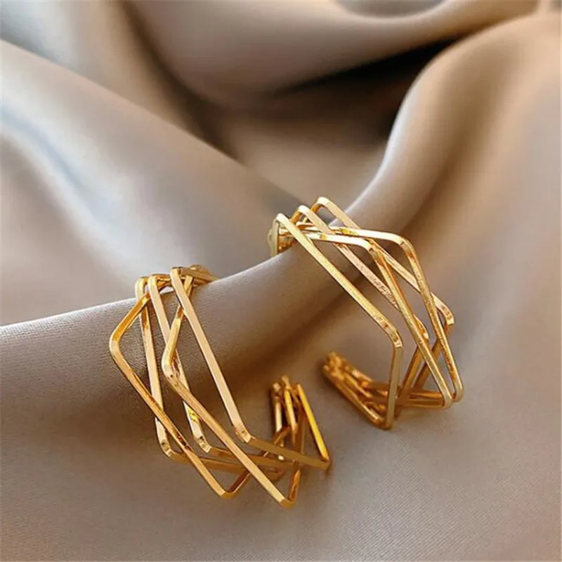 Креативные Многослойные Геометрические темпераментные женские серьги в
