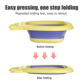 

3pcs/set For Baby Plastic Bathroom Cartoon Space Saving Cute Home Collapsible Wash Basin Travel Portable Multipurpose Convenient