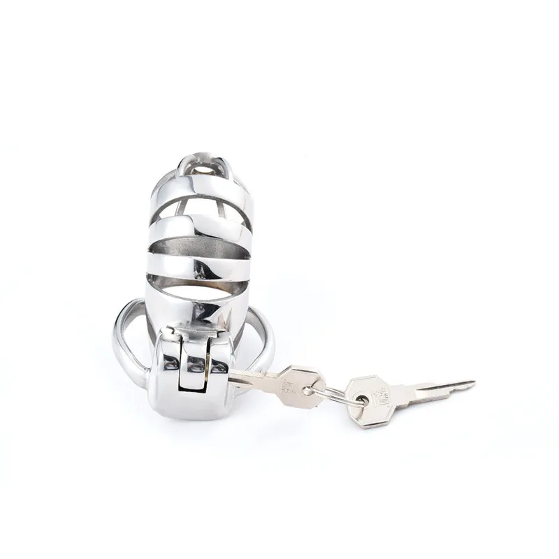 Tanie Sex shop nowy Metal Cock Ring Cock Cage Chastity DeviceStainless Steel Hollow sklep