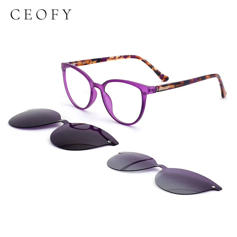 

Ceofy Magnetic Polarized Clip On Sunglasses Women Glasses Frame Optical Myopia Eyeglasses Prescription Eyewear 69940