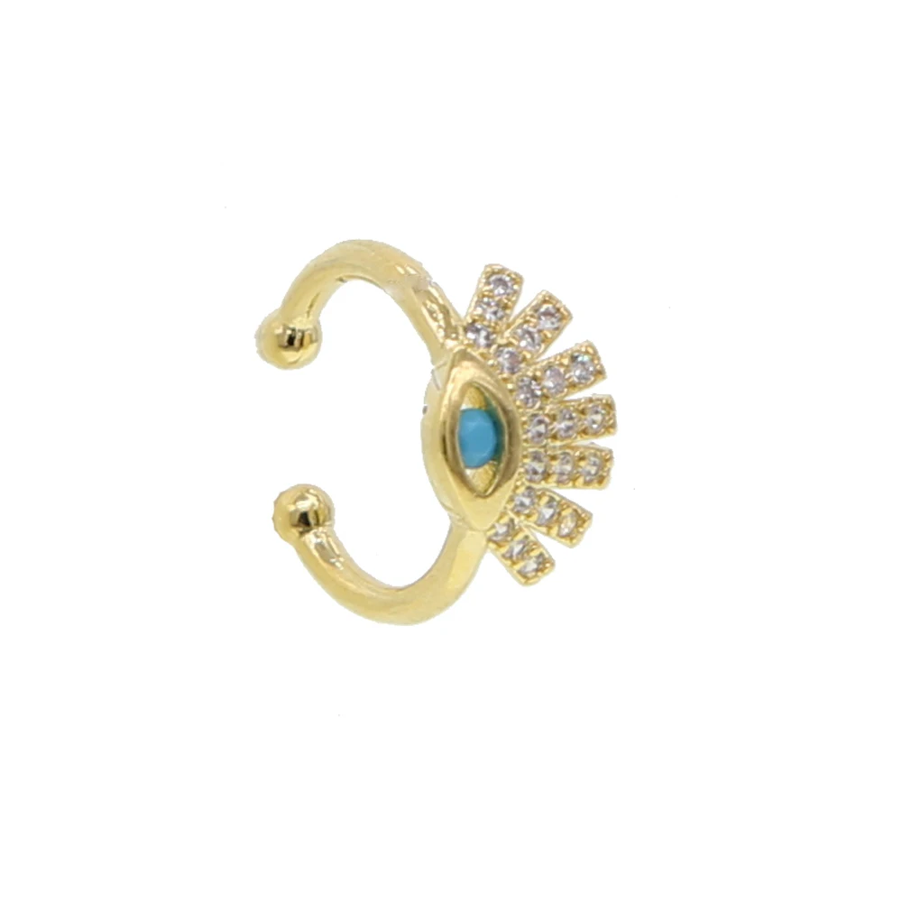 1 piece earring clip with Enamel CZ Crystal Eye Shape Stud Earrings For Women Fashion Personality wedding party engagement - Окраска металла: Золотой цвет