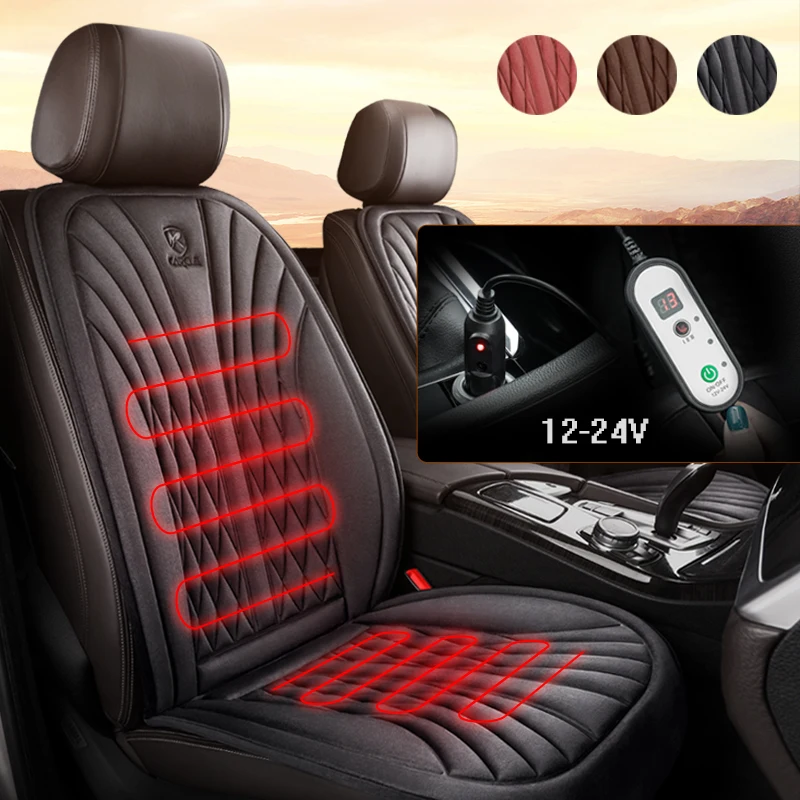 

Karcle Heated Car Seat Cover 12/24V Universal Heating Cushion Warm for Winter Non-Slip Universal Auto Seat Covers Accessory 1PC