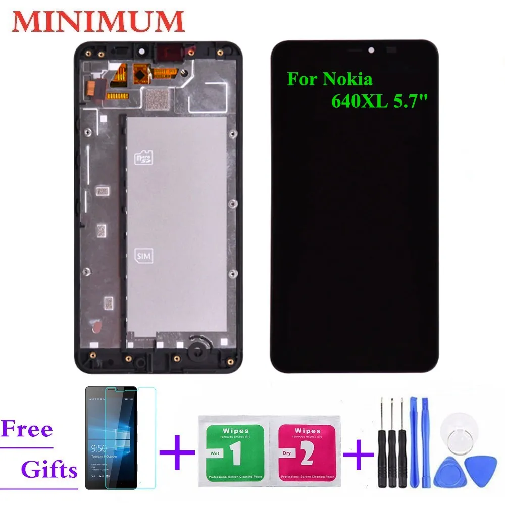 

For Nokia Lumia 640XL 5.7" LCD Display Touch Screen Digitizer Assembly With Frame + Tools For Microsoft Lumia 640 XL N640XL LCDs