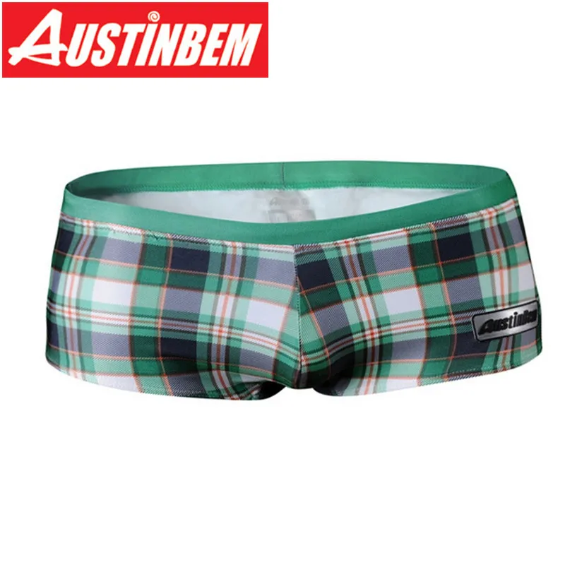 Austinbem Плавание одежда Плавание костюмы Для мужчин Maillot De Bain Homme Sexy низкой талией решетки Для мужчин s Плавание Мужские Шорты для купания для