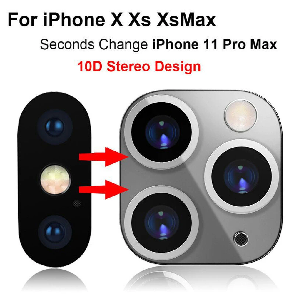 

For iPhone X XS MAX Seconds Change For iPhone 11 Camera Lens Screen Protector Second Generation Lens Film Metal Lens Sticker #B