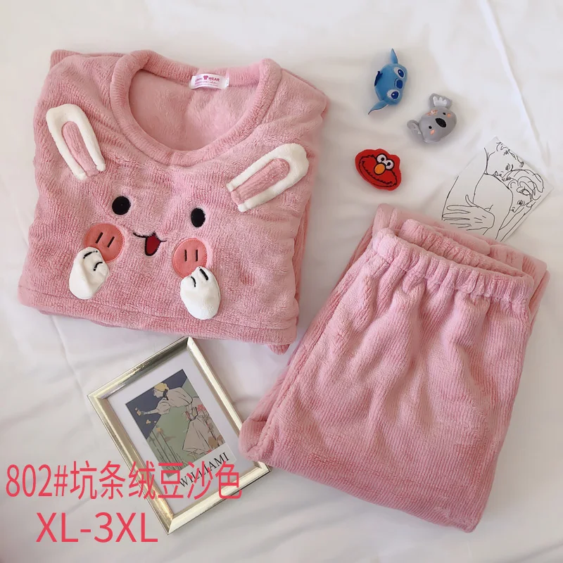 RYT 9hao 802dousha RN-9 Winter Cartoon Coral Fleece Maternity Cothing Womens Flannel Nightwear Pregnant Pajamas Sets Nursing Sleepwear Suit - Цвет: RYT 9hao 802dousha