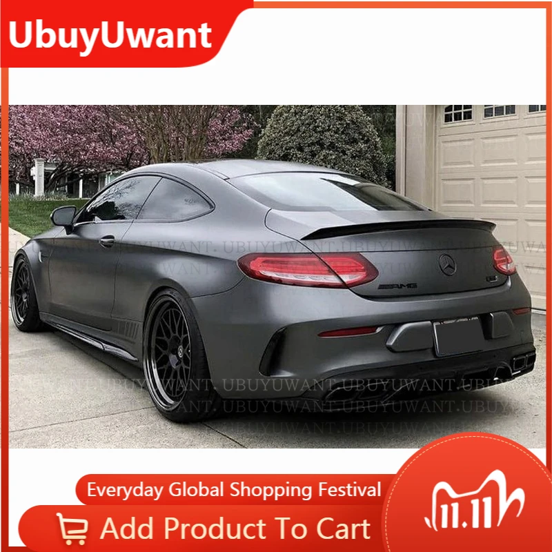 For Mercedes W205 Coupe 2 Doors 2014-2020 C-Class C180 C200L C63 SPOILER Carbon Fiber Rear Trunk Boot Lid Lip Wing | Автомобили и