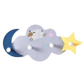 

Creative Wall Hook Cartoon Row Hook Wooden Decorative Hanger Adorable Hanging Hook for Balcony Bathroom Kitchen (Light Grey)