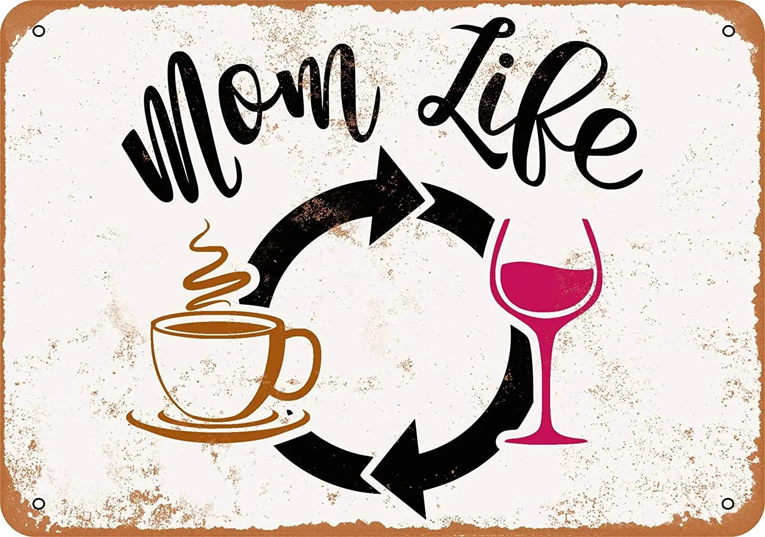 Nxsbns Mom Life Кофе Вино повторный металлический жестяной знак 12X8 дюймов винтажный