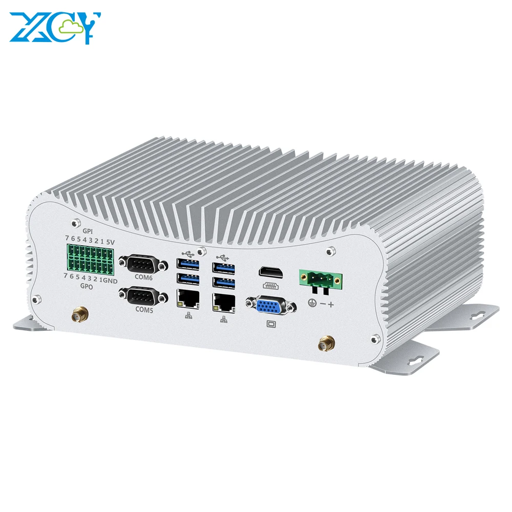 XCY sin ventilador Mini PC Intel Core i7 10510U i5 10210U 2xDDR4 RS232 RS422 RS485 2xLAN WiFi LPT PS/2 VGA HDMI SIM 4G LTE GPIO 6xUSB