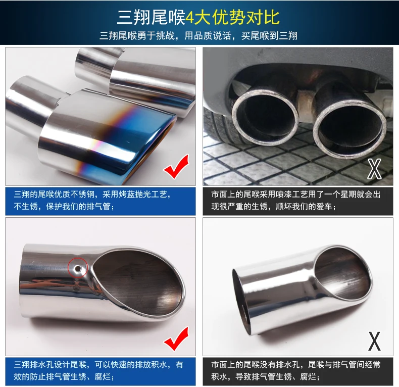 Подходит для TOYOTA 14-17 corolla larynx хвост горло модифицированный глушитель выхлопной трубы двойное украшение для автомобиля поставки