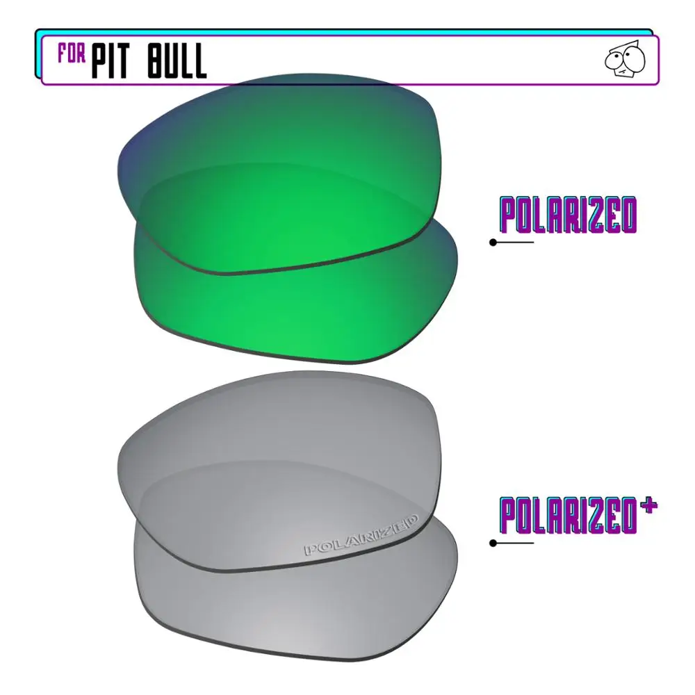 

EZReplace Polarized Replacement Lenses for - Oakley Pit Bull Sunglasses - SilverP Plus-Green P