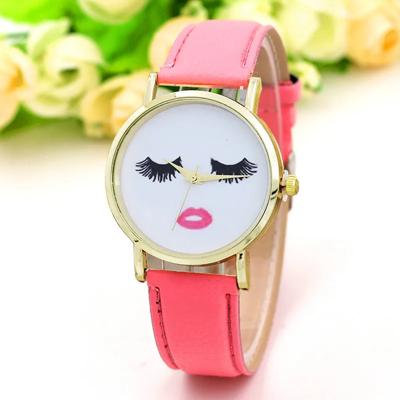 pink Женские часы роскошное модное платье кварцевые часы ulzzang популярный бренд белые Наручные часы с кожаным ремешком браслет часы - Цвет: pink