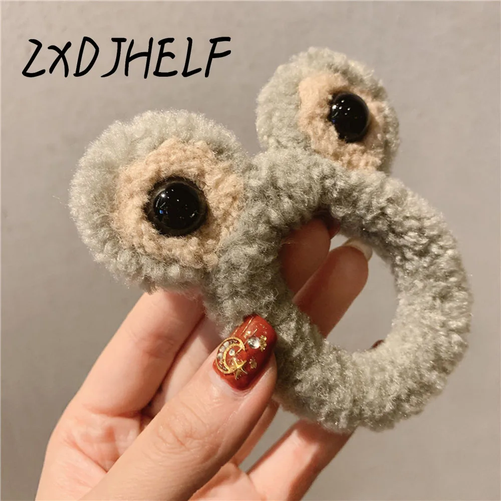 ZXDJHELF Cute Plush Elastic Hair Band For Hair Accessories Simple Cartoon Women Rubber Band Mujer Scrunchie Ponytail Holder F576