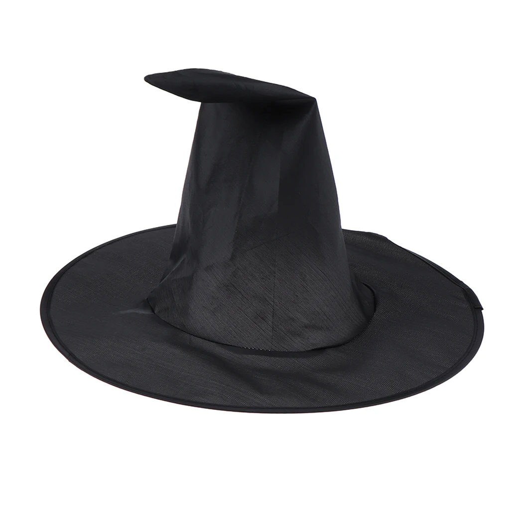 Black Fabric Pointed Witch Hat Fancy Party Wizard Costume Props Unisex