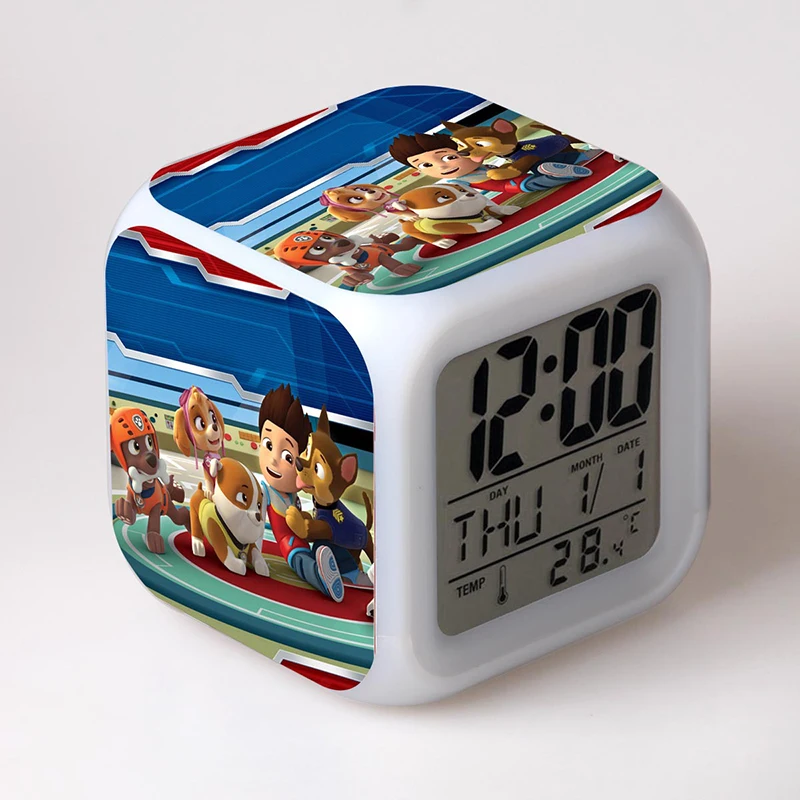 Paw Patrol Аниме Фигурка модель светодиодный Будильник Patrulla Paw patrol красочный флэш сенсорный светильник Мультяшные Фигурки игрушки Рождество