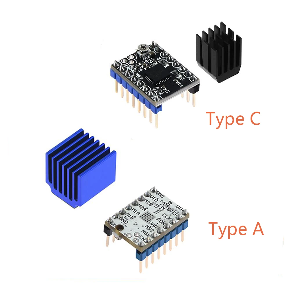 4 шт. Stepstick TMC2208 TMC2130 V1.1 Драйвер шагового двигателя супер тихий с новыми радиаторами заменить TMC2100 для 3d принтеров запчасти