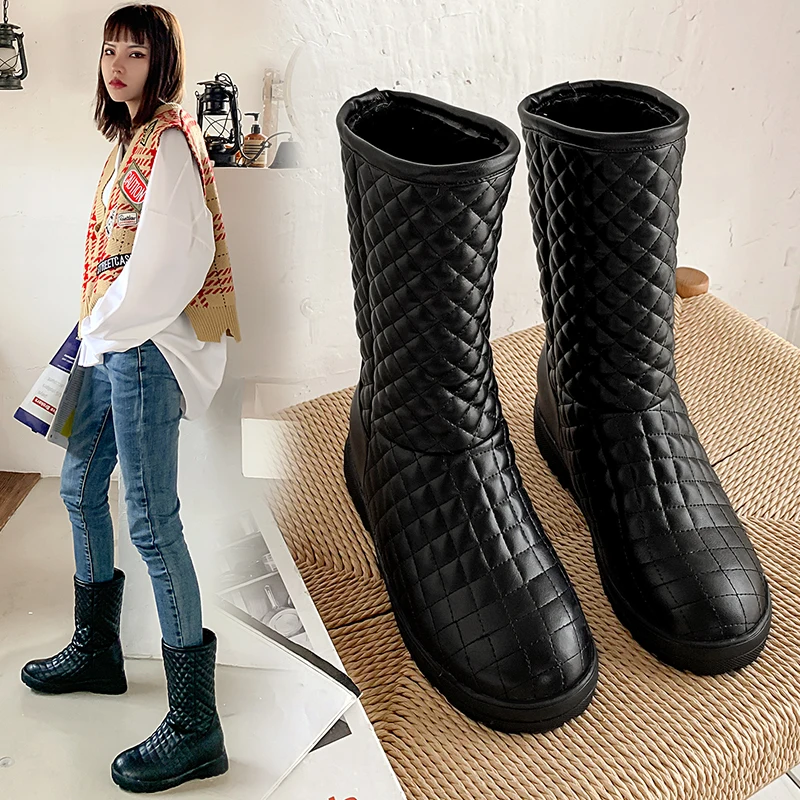 Women snow boots 2019 winter boots platform thick plush warm non-slip waterproof winter shoes size 35-43