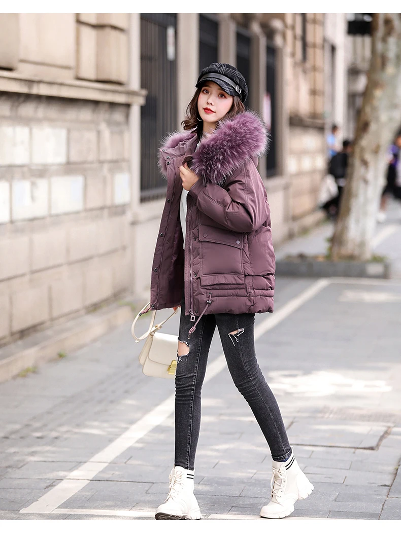 Зимнее пальто женский меховой воротник с капюшоном утепленная теплая хлопковая стеганая Женская куртка зимняя верхняя одежда больших размеров chaqueta mujer
