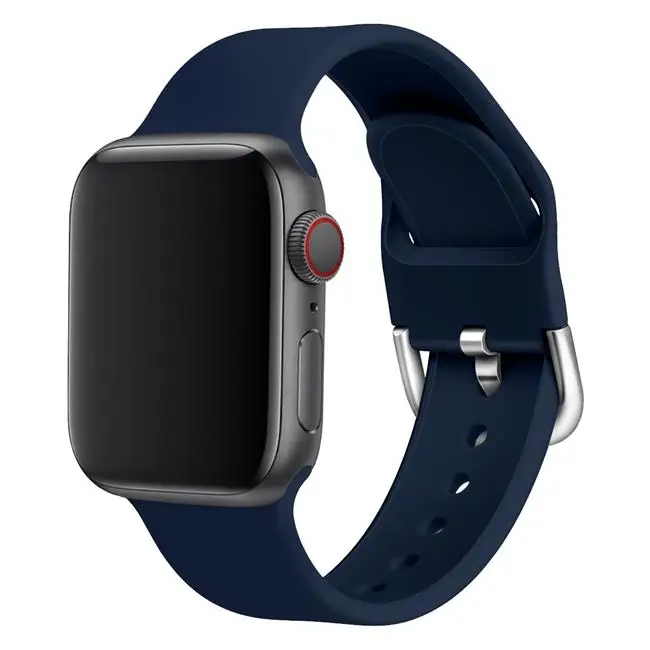 Midnight blue Silcione ремешок для apple watch band 44 мм 42 мм apple watch 5, 4, 3, ремешок 38 мм, версия 40 мм наручных часов iwatch, ремешок 5/4/3/2/1 correa браслет ремешок для часов - Цвет ремешка: Midnight blue