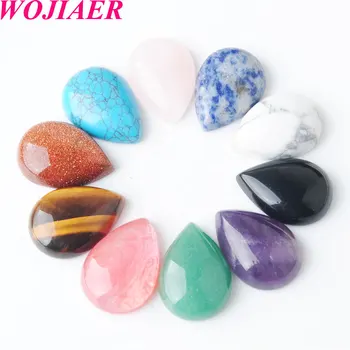 

WOJIAER Natural Gem Stones Teardrop Cabochon CAB No Drill Hole 18x25x7mm Jewelry Making 10PCS PBU811