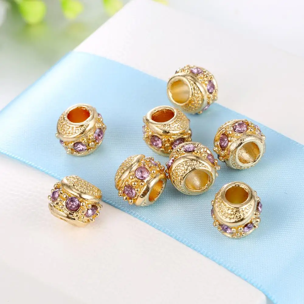 10 шт. большое отверстие Rhinstone круглая оплетка для волос страшная борода Дред