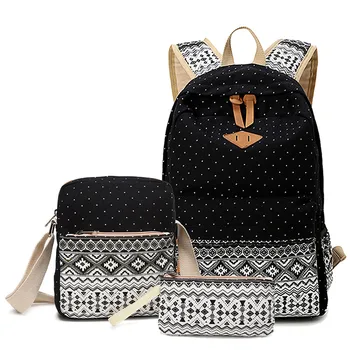

Vintage Women Backpack Set Teenage Girl School Backpack Bags Student Schoolbags Printing Backpacks Laptop Rucksack 3PCS 2020