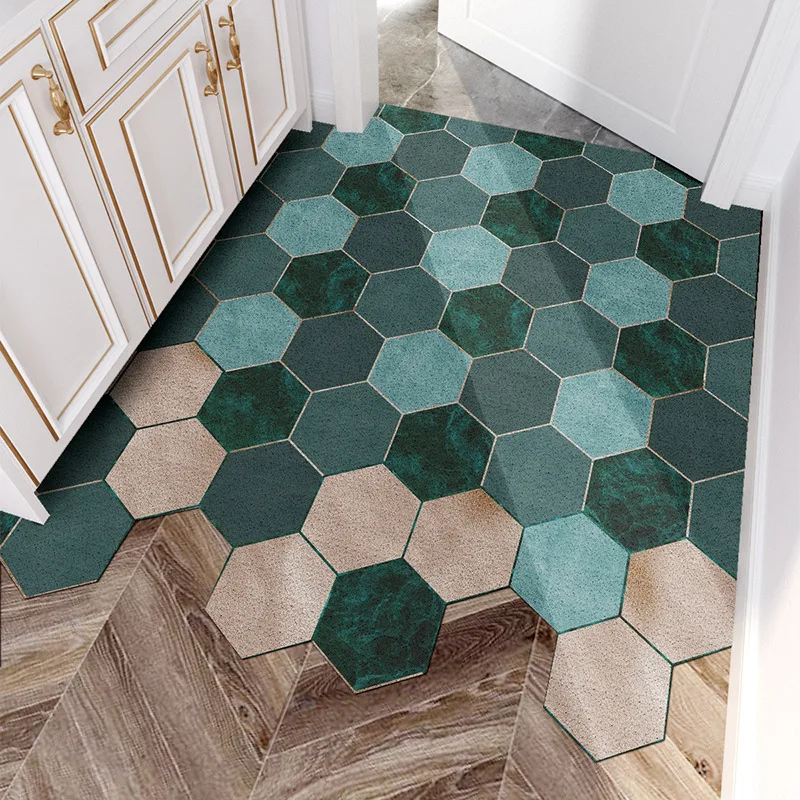

PVC Mat Carpet Living Room Indoor Outdoor Floor Entrance Doormat Custom Silk Loop DIY Cut Geometric Pattern Foot Doormat Carpet