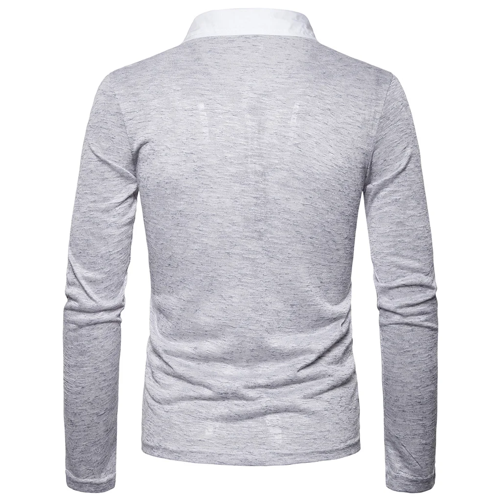 HEFLASHOR Slim Fit рубашка для мужчин повседневные рубашки с длинными рукавами брендовые весенне-осенние поддельные из двух частей пуловеры поло Para Hombre
