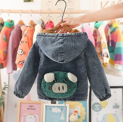 only jacket 80-120 см; Новинка г.; зимняя модная теплая джинсовая куртка с подкладкой из плотного флиса для мальчиков; детское зимнее пальто - Цвет: only jacket